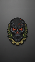 Forged black skull embroidered patch