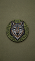 Olive drab tactical wolf emblem patch