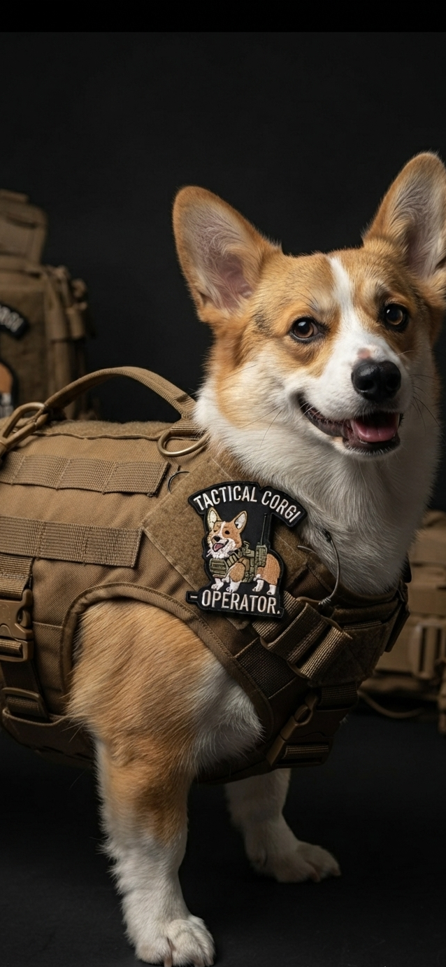 Tactical Corgi Operator K-9 Military Style Hook-Backed Patch